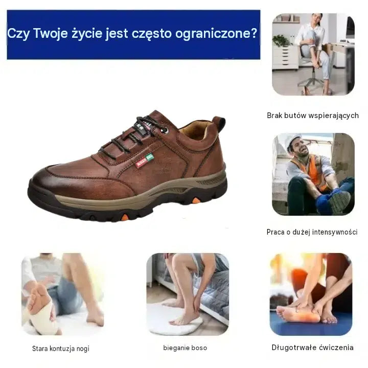 🔥 Ručně šité italské ortopedické kožené boty s oporou kotníku👣, pohodlné, voděodolné a protiskluzové, ✓ Nová kolekce pro rok 2026